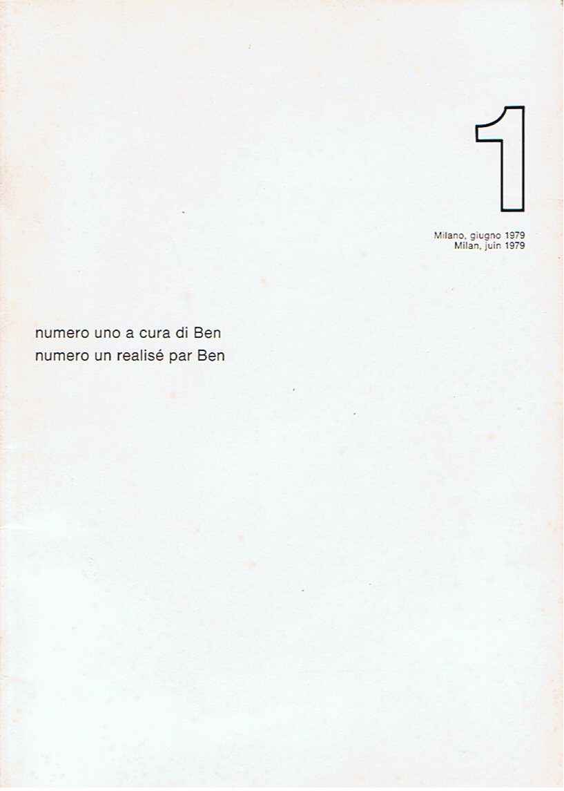 Cenobio Visualità Numero uno a cura di Ben Vautier