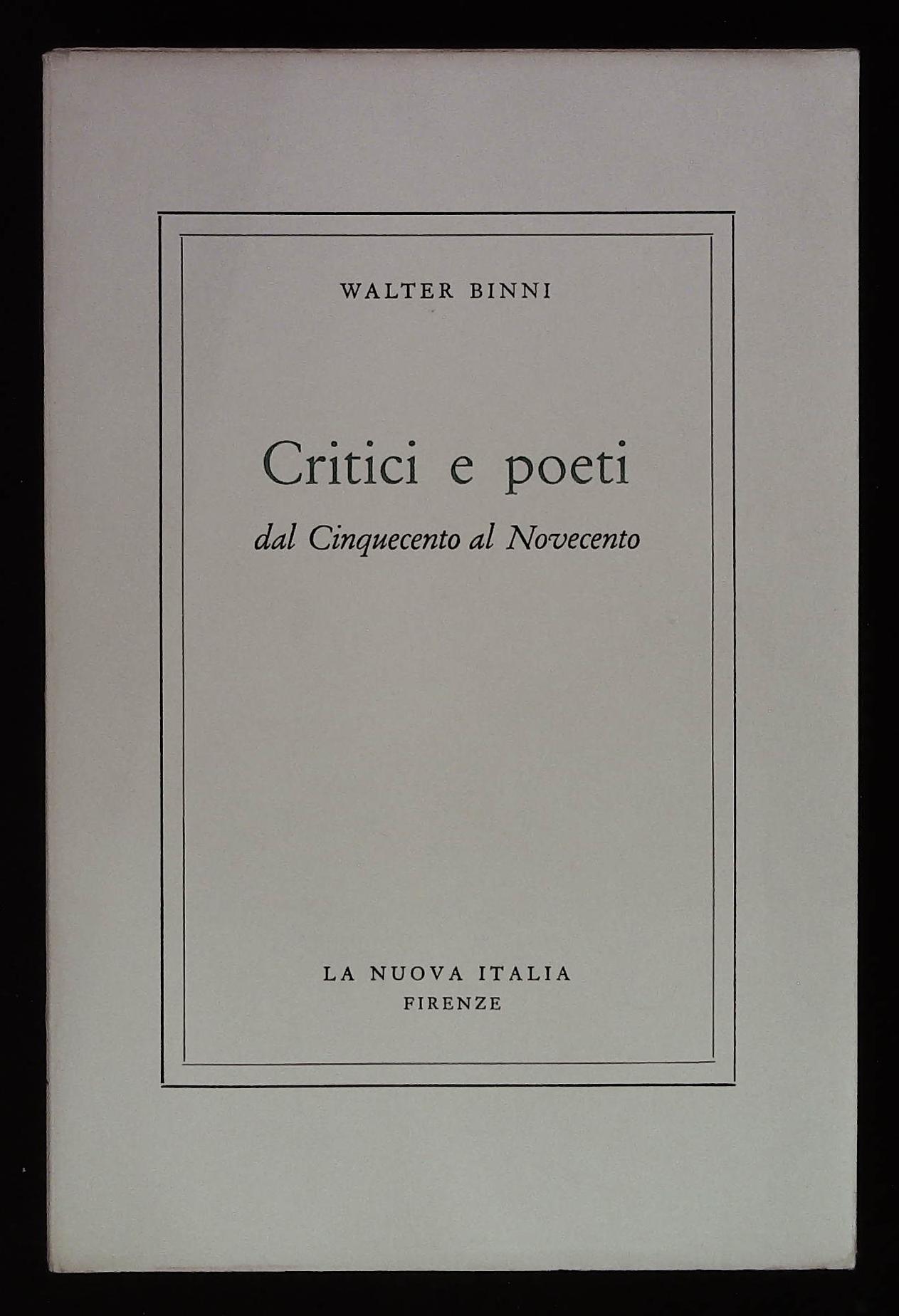 Critici e poeti dal Cinquecento al Novecento