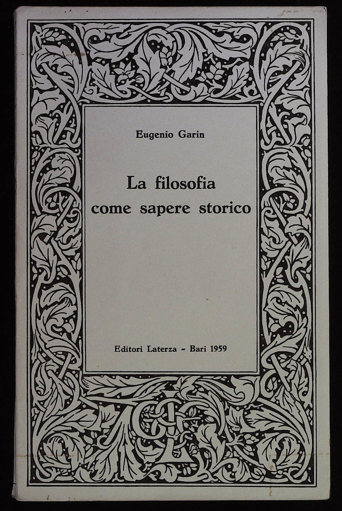 La filosofia come sapere storico