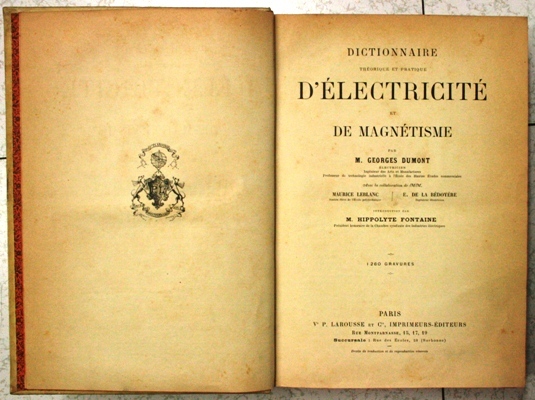 Dictionnaire theorique et pratique d Electricite et du Magnetisme