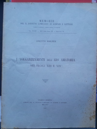 I volgarizzamenti dell'ars amatoria nei secoli XIII e XIV