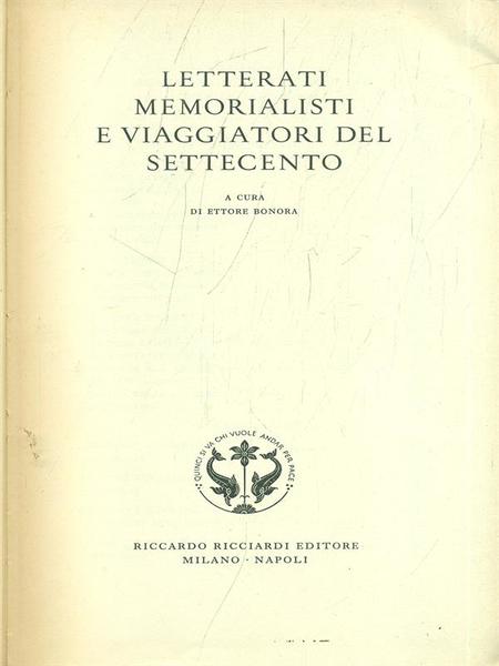 Letterati memorialisti e viaggiatori del settecento