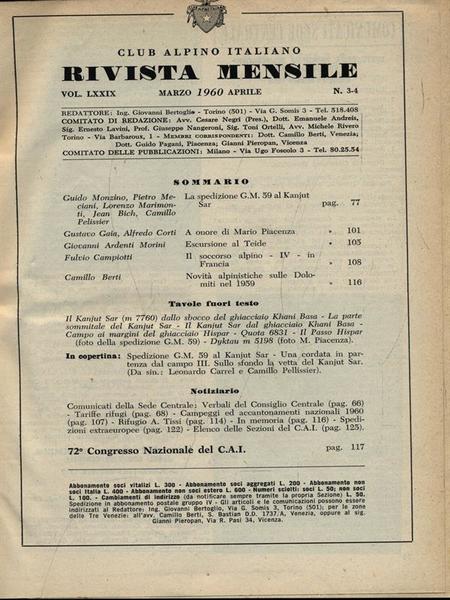 Club Alpino Italiano - dal n. 3-4 Marzo 1960 al …