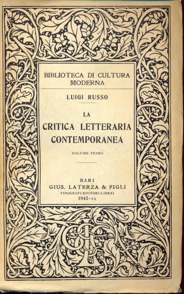 La critica letteraria contemporanea vol.1