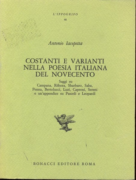 Costanti e varianti nella poesia italiana del novecento