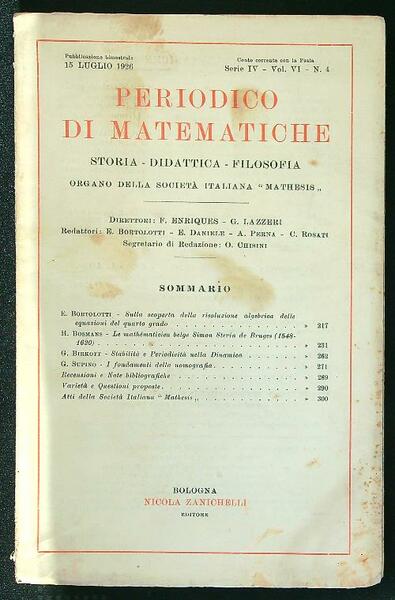 Periodico di matematiche n. 4/luglio 1926