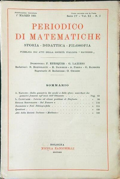 Periodico di matematiche n. 2/marzo 1931