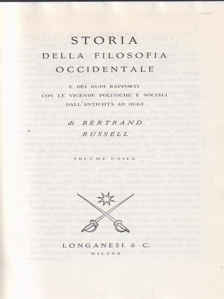 Storia della filosofia occidentale Volume unico