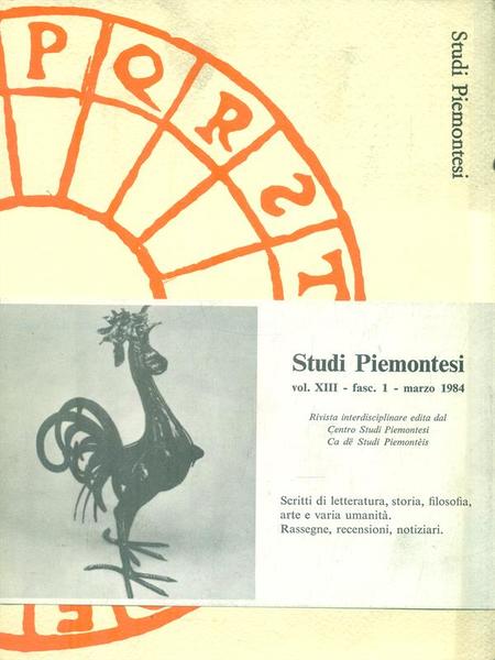 Studi Piemontesi Marzo 1984, Vol. XIII fasc. I