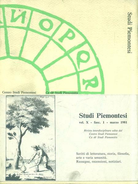 Studi Piemontesi Marzo 1981, Vol. X fasc. I