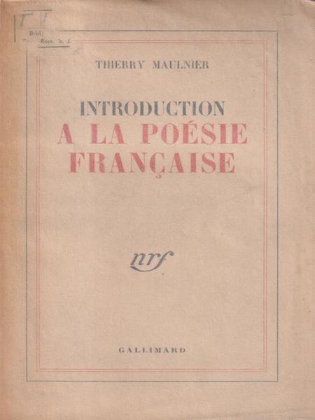 Introduction a la poesie francaise