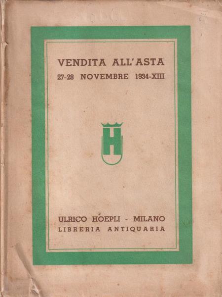 Vendita all'asta 27-28 novembre 1934