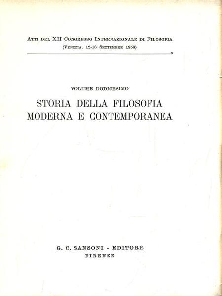 XII Congresso Internazionale di Filosofia - Volume dodicesimo