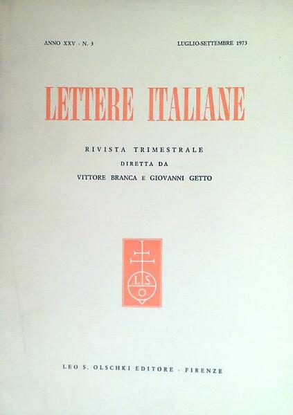 Lettere italiane - Anno XXV - N. 3 - Luglio …
