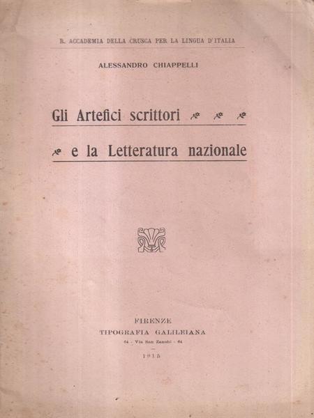 Gli artefici scrittori e la letteratura nazionale