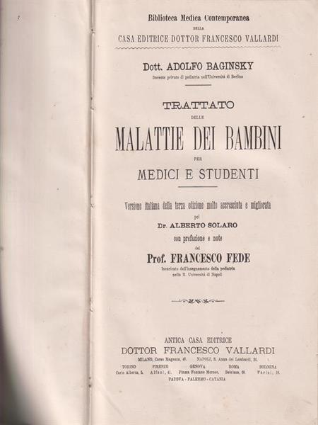 Trattato delle malattie dei bambini per medici e studenti