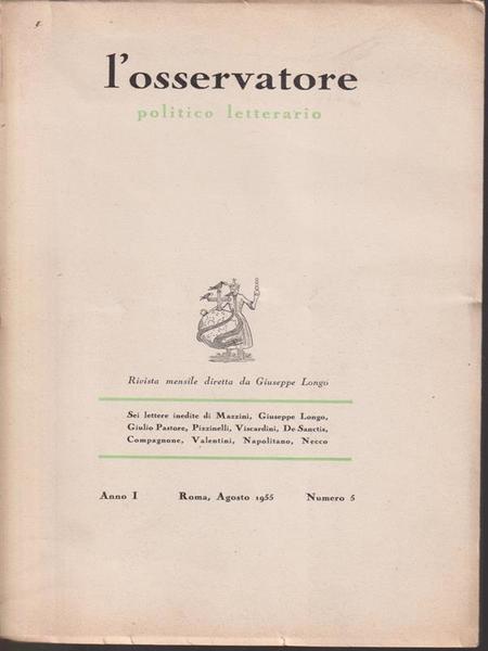L'osservatore politico letterario 5/agosto 1955