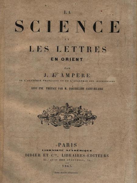 La Science et les Lettres en Orient