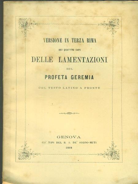 Versione in terza rima dei quattro capi delle lamentazioni del …