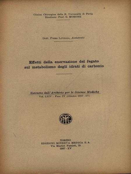 Effetti della enervazione del fegato sul metabolismo degli idrati di …