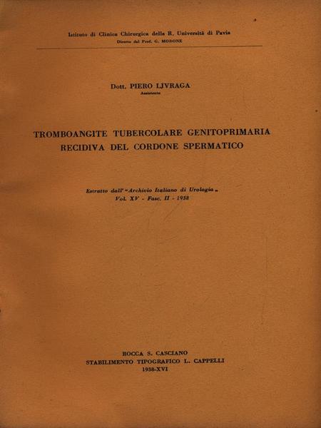 Tromboangite tubercolare genitoprimaria recidiva del cordone spermatico (XV) - Estratto