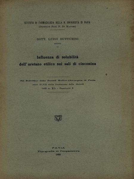 Influenza di solubilita' dell'uretano etilico sui sali di cinconina - …