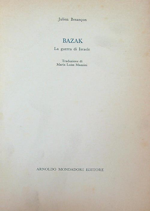 Bazak. La guerra di Israele