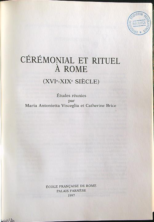Ceremonial et rituel a Rome