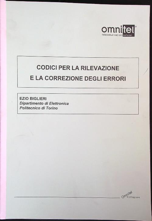 Codici per la rilevazione e la correzione degli errori