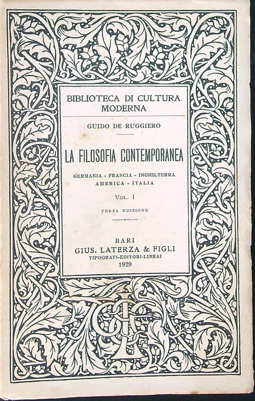 La filosofia contemporanea I