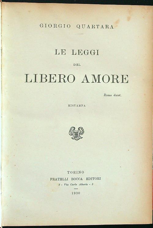 Le leggi del libero amore