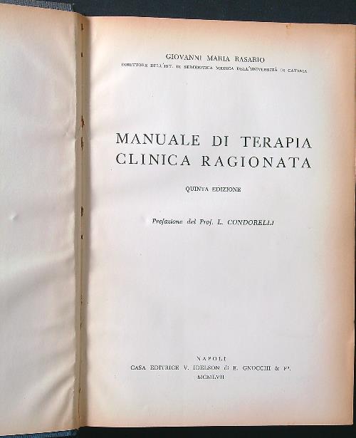 Manuale di terapia clinica ragionata
