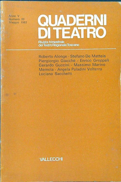 Quaderni di teatro n. 20/maggio 1983
