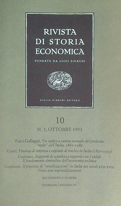 Rivista di storia economica 10 n. 3, Ottobre 1993
