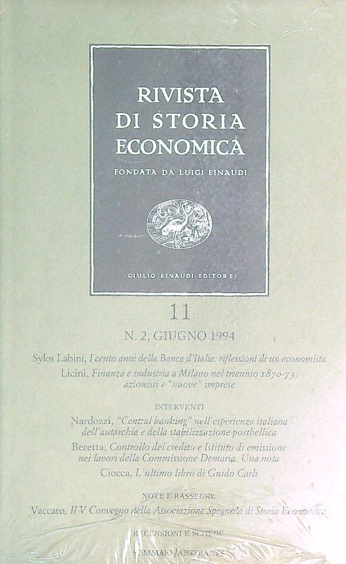 Rivista di storia economica. Vol. 11/2 Giugno 1994