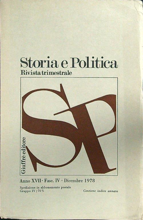 Storia e politica anno XVII fasc IV dicembre 1978