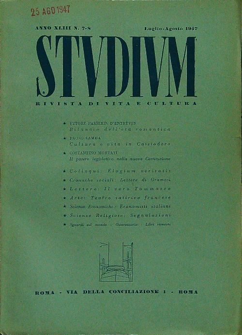 Studium n.7-8 luglio-agosto 1947