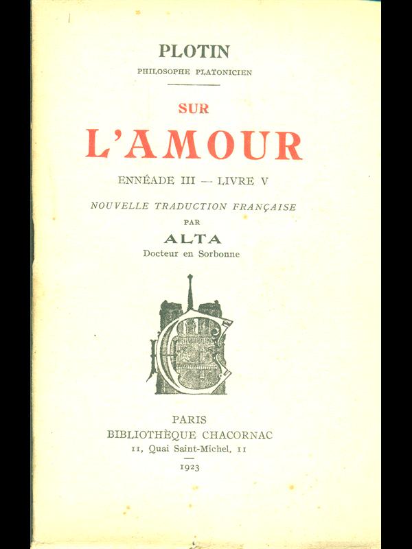 Sur l'amour enneade III- Livre V