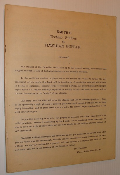 Smith's Technic Studies for Hawaiian Guitar