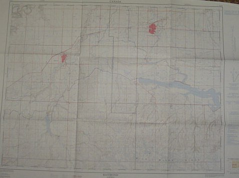 Map of Raymond, Alberta, West of Fourth Meridian, Scale 1:50,000