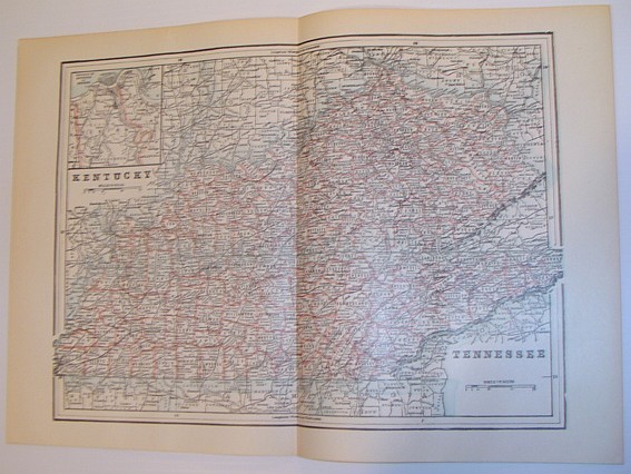 Map of the States of Kentucky and Tennessee - Circa …