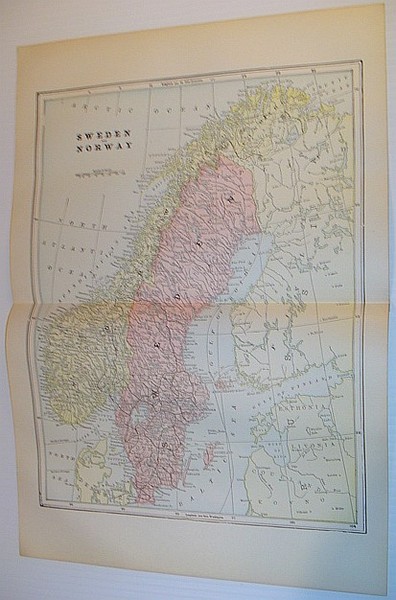 Colour Map of Sweden and Norway - Circa 1902
