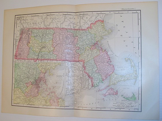 Rand McNally & Co.'s 1901 Colour State Map of Massachusetts