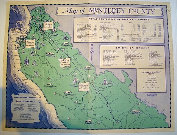 Map of Monterey County, California Circa 1937