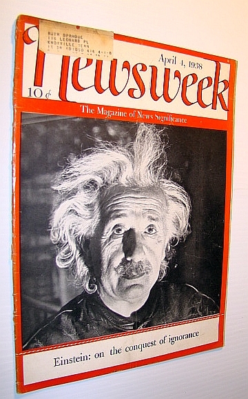 Newsweek Magazine, April 4, 1938 - Albert Einstein Cover Photo …