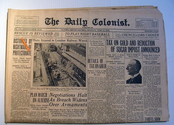 The Daily Colonist, Thursday April 19, 1934, Victoria, British Columbia …