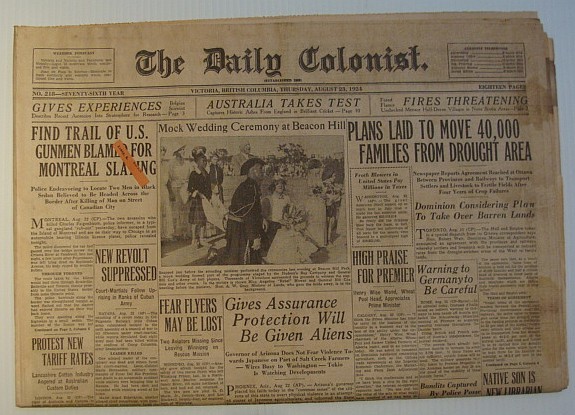 The Daily Colonist, Thursday August 23, 1934, Victoria, British Columbia …
