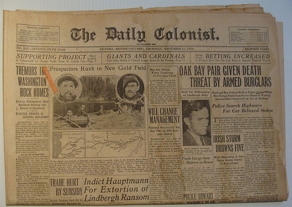 The Daily Colonist, Thursday September 27, 1934, Victoria, British Columbia …