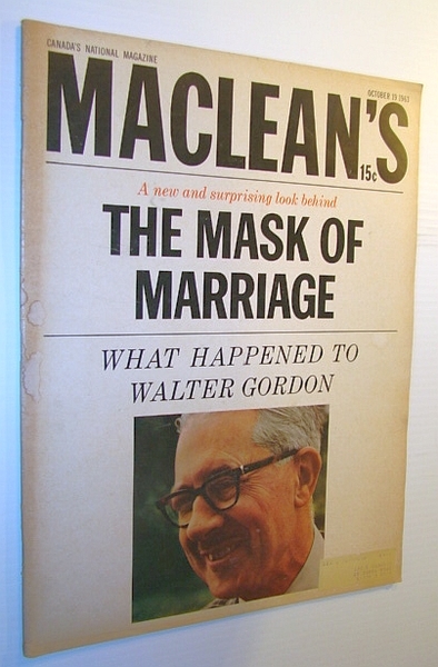 Maclean's Magazine, October 19, 1963 - Walter Gordon Cover Photo