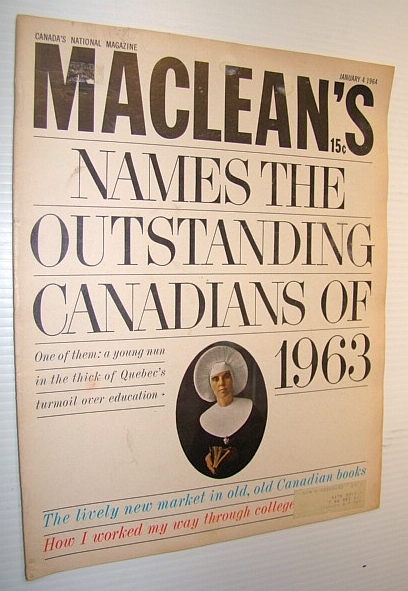 Maclean's, Canada's National Magazine, January 4, 1964 - The Outstanding …